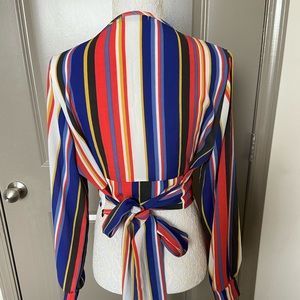Boohoo- multicolored stripe blouse